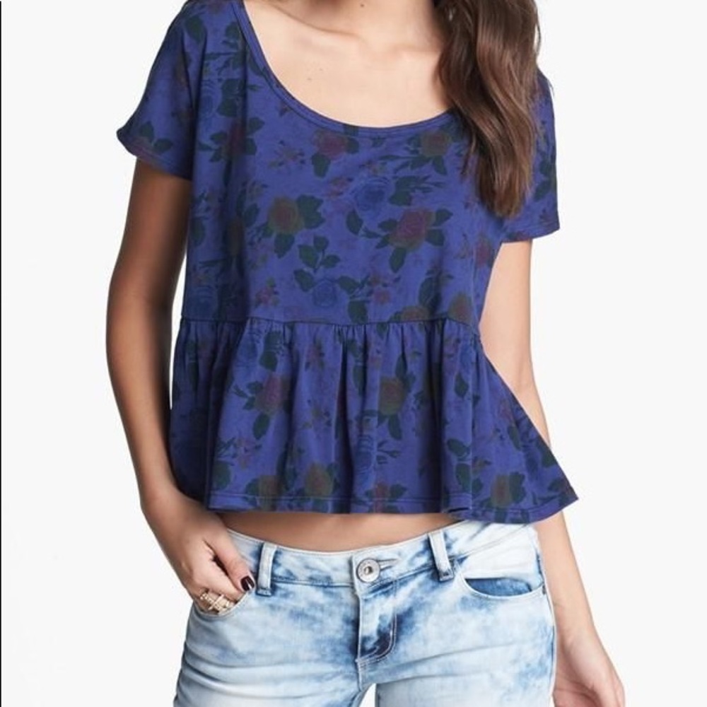 Project Social T Floral Peplum Crop Top